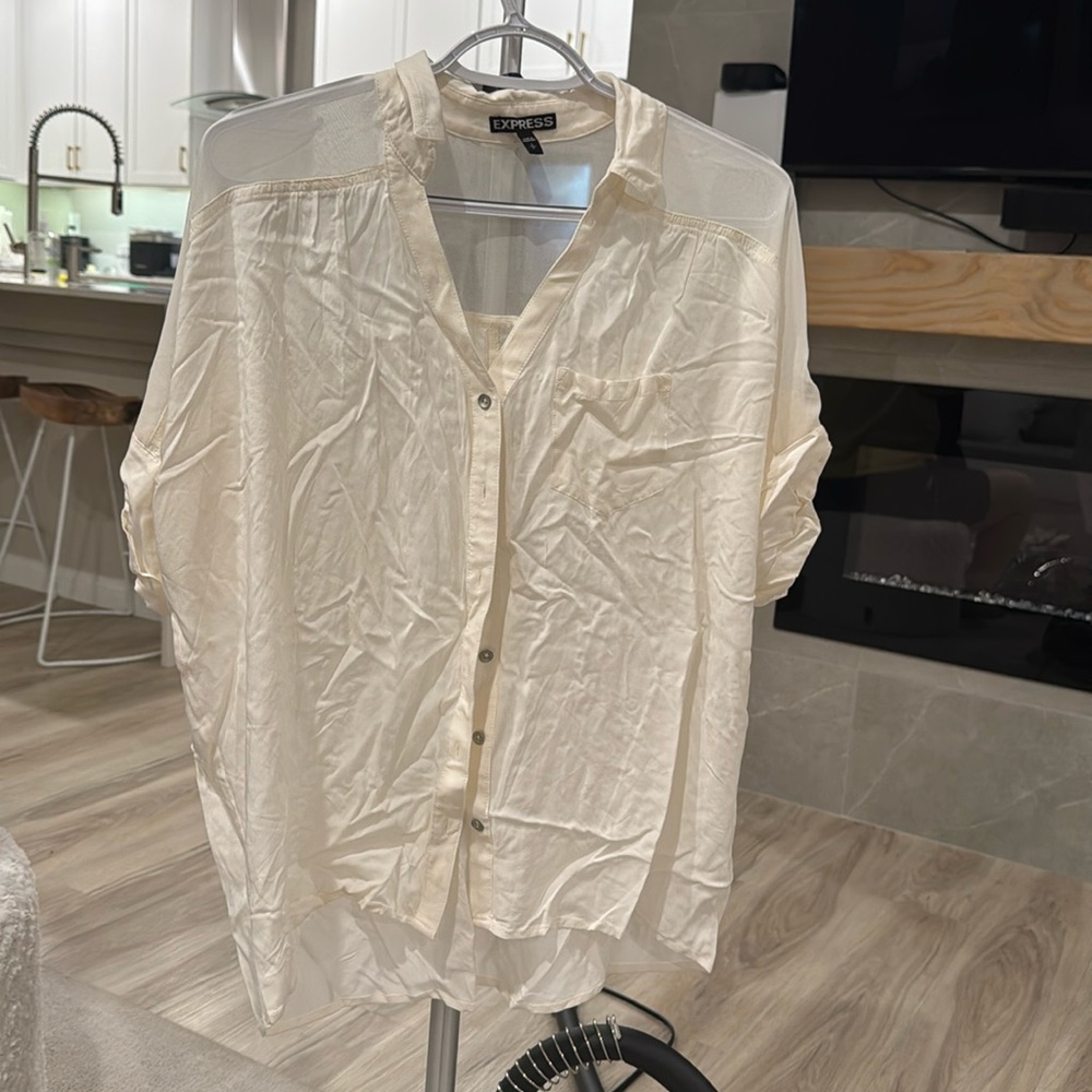 Express cream button down work shirt size small